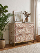 Aurelia Wooden Sagwan Bone Drawer Chest Art and craft furniture