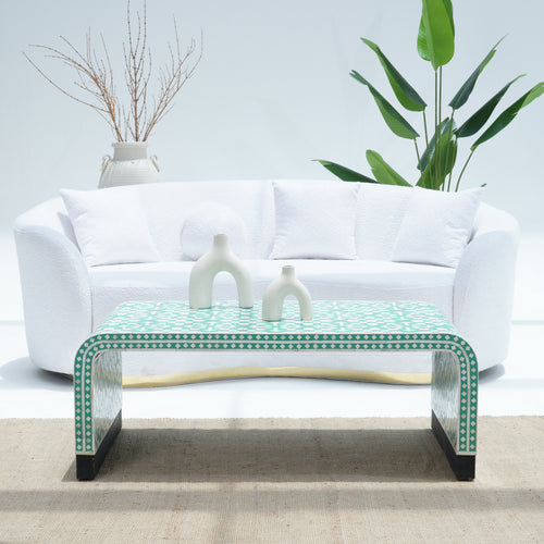 INLAY GREEN ROUND COFFEE TABLE