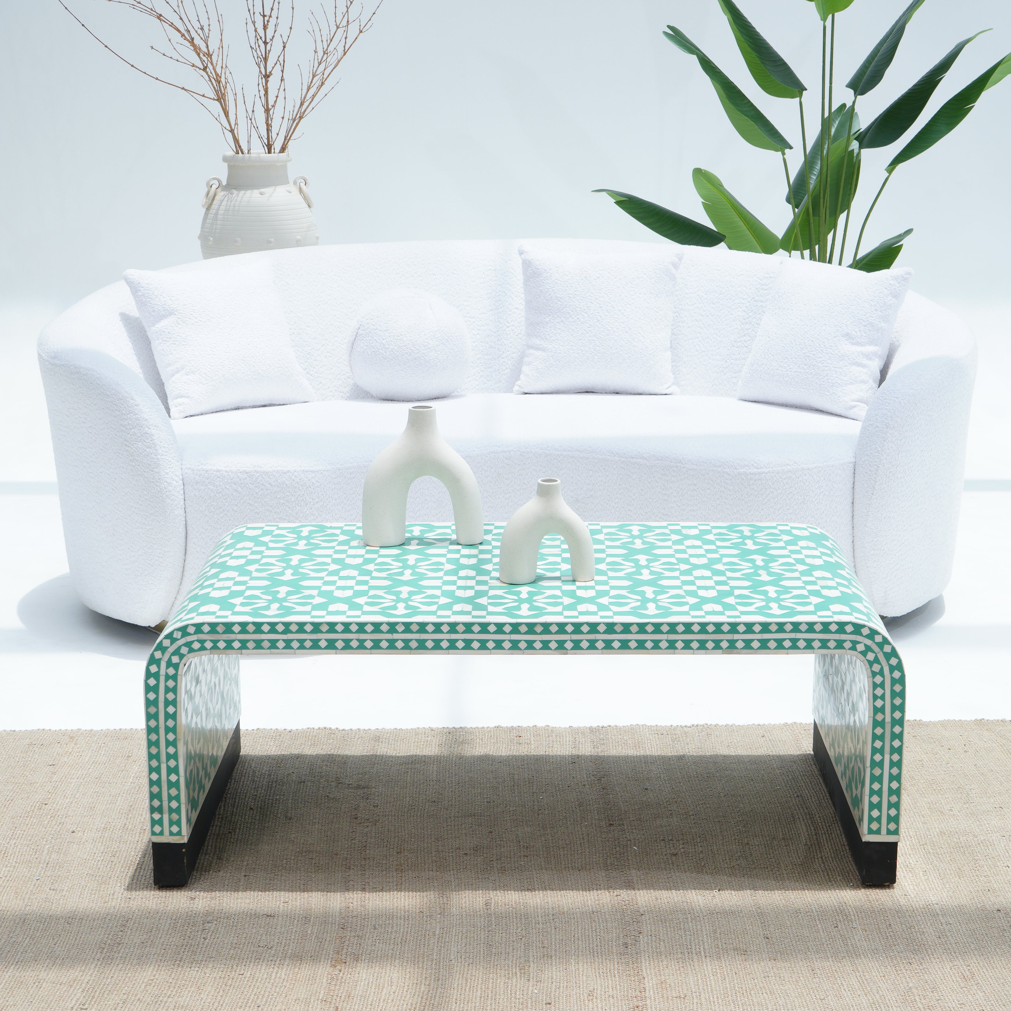 INLAY GREEN ROUND COFFEE TABLE