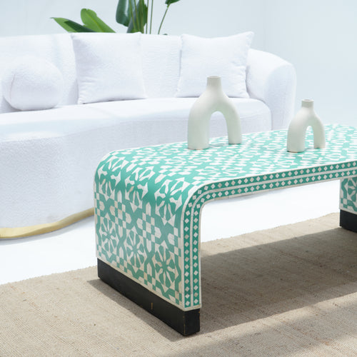 INLAY GREEN ROUND COFFEE TABLE