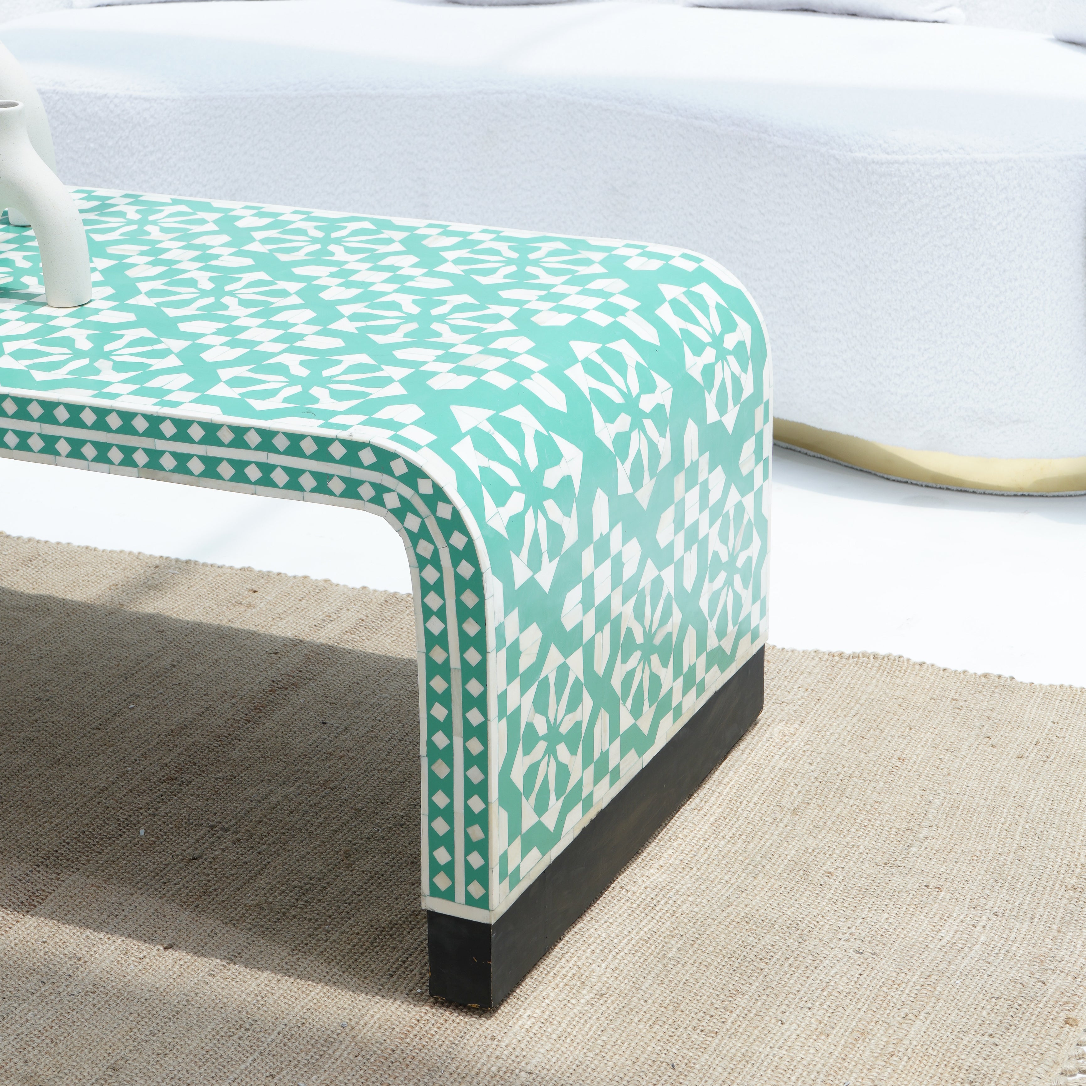 INLAY GREEN ROUND COFFEE TABLE
