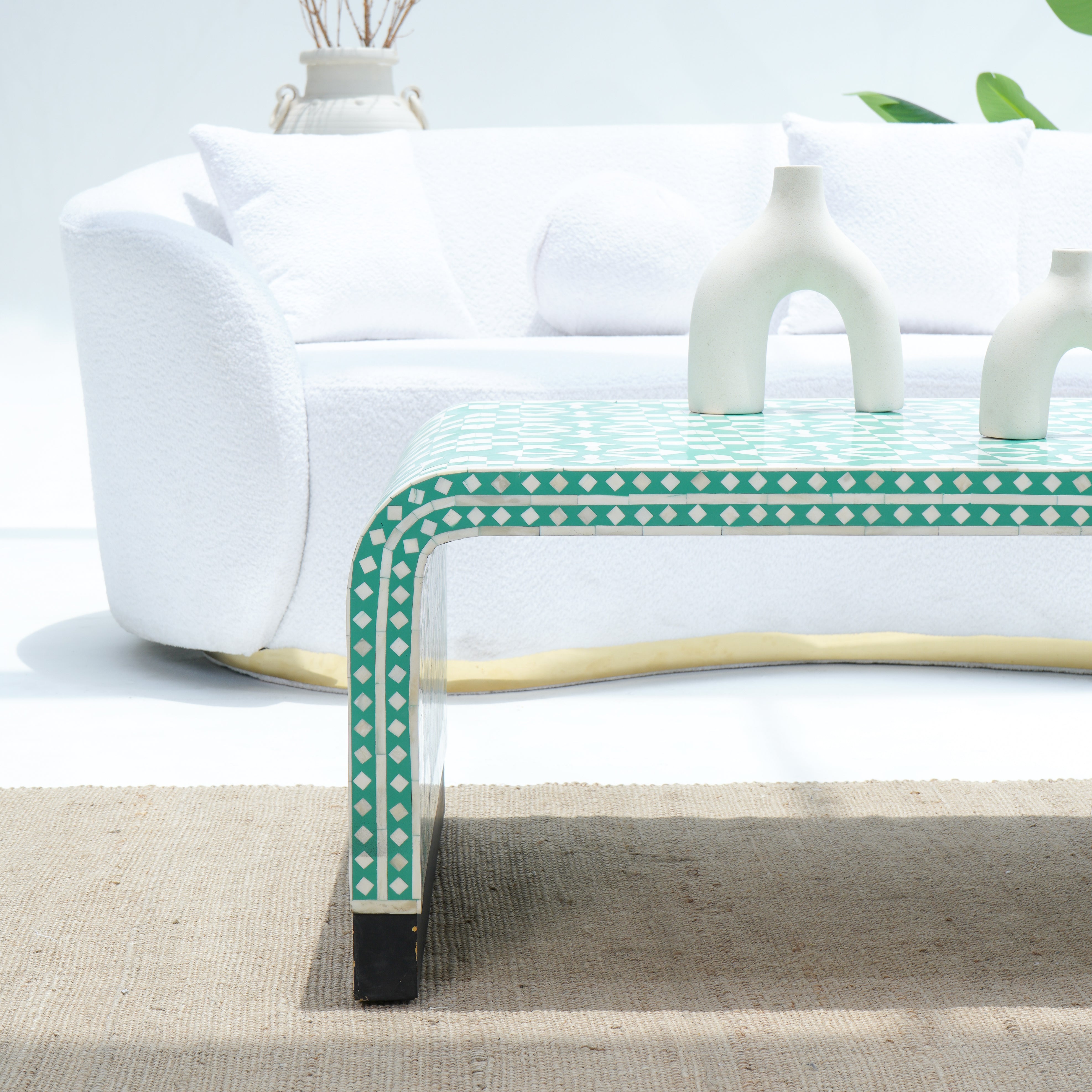INLAY GREEN ROUND COFFEE TABLE