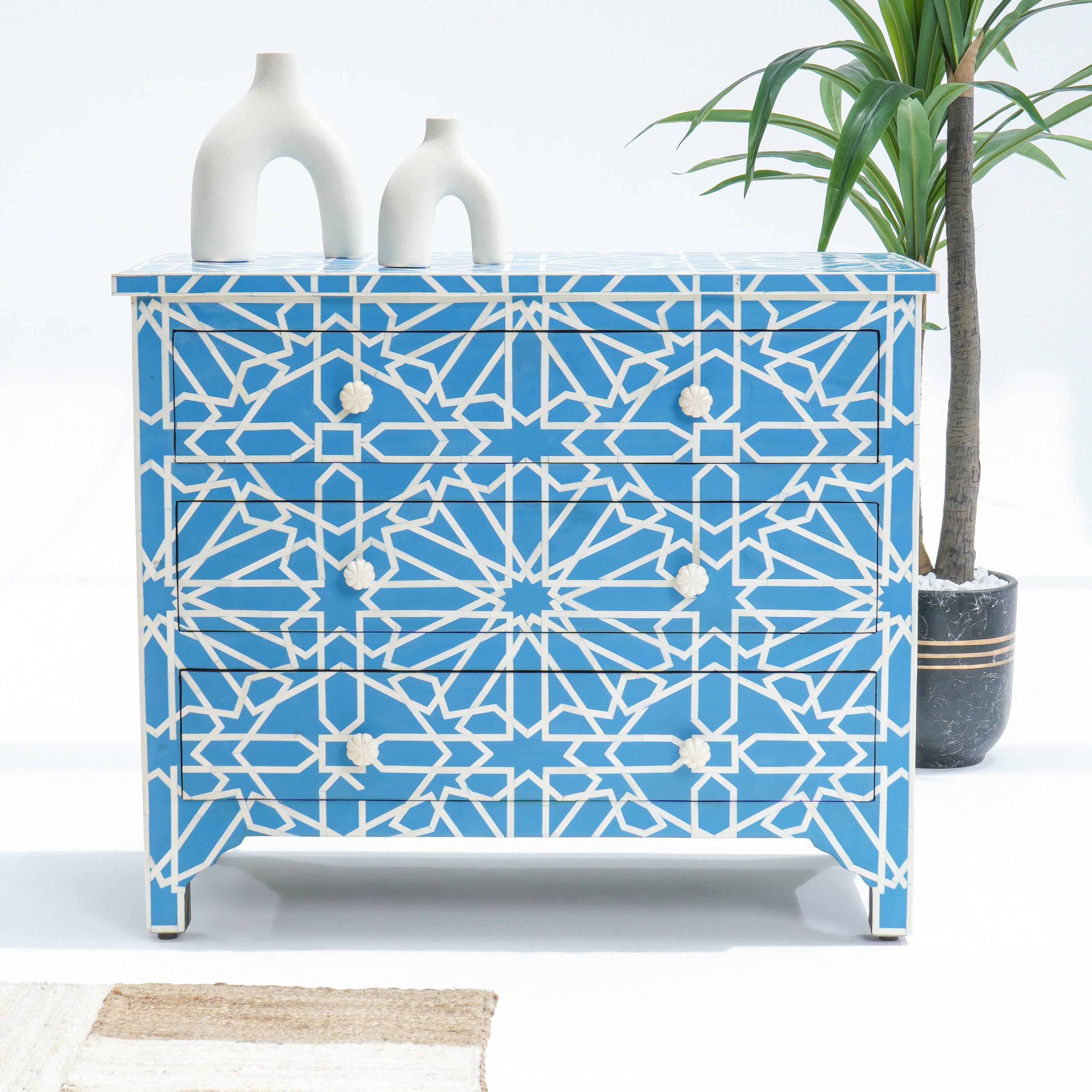 INLAYS THREE DRAWER CHEST OF DRAWER