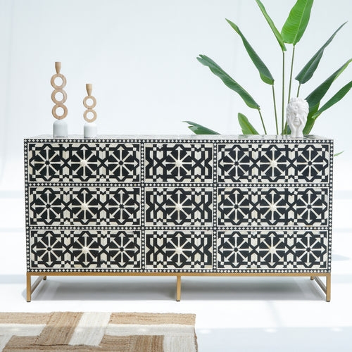 INLAY 9 DRAWER  CHEST OF DRAWER