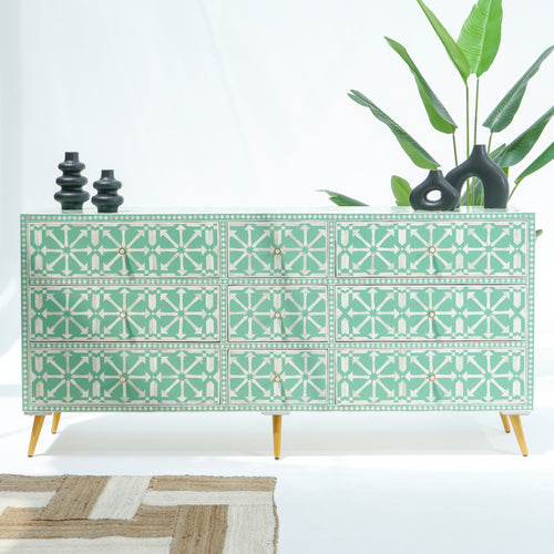 INLAY 9 DRAWER  CHEST OF DRAWER