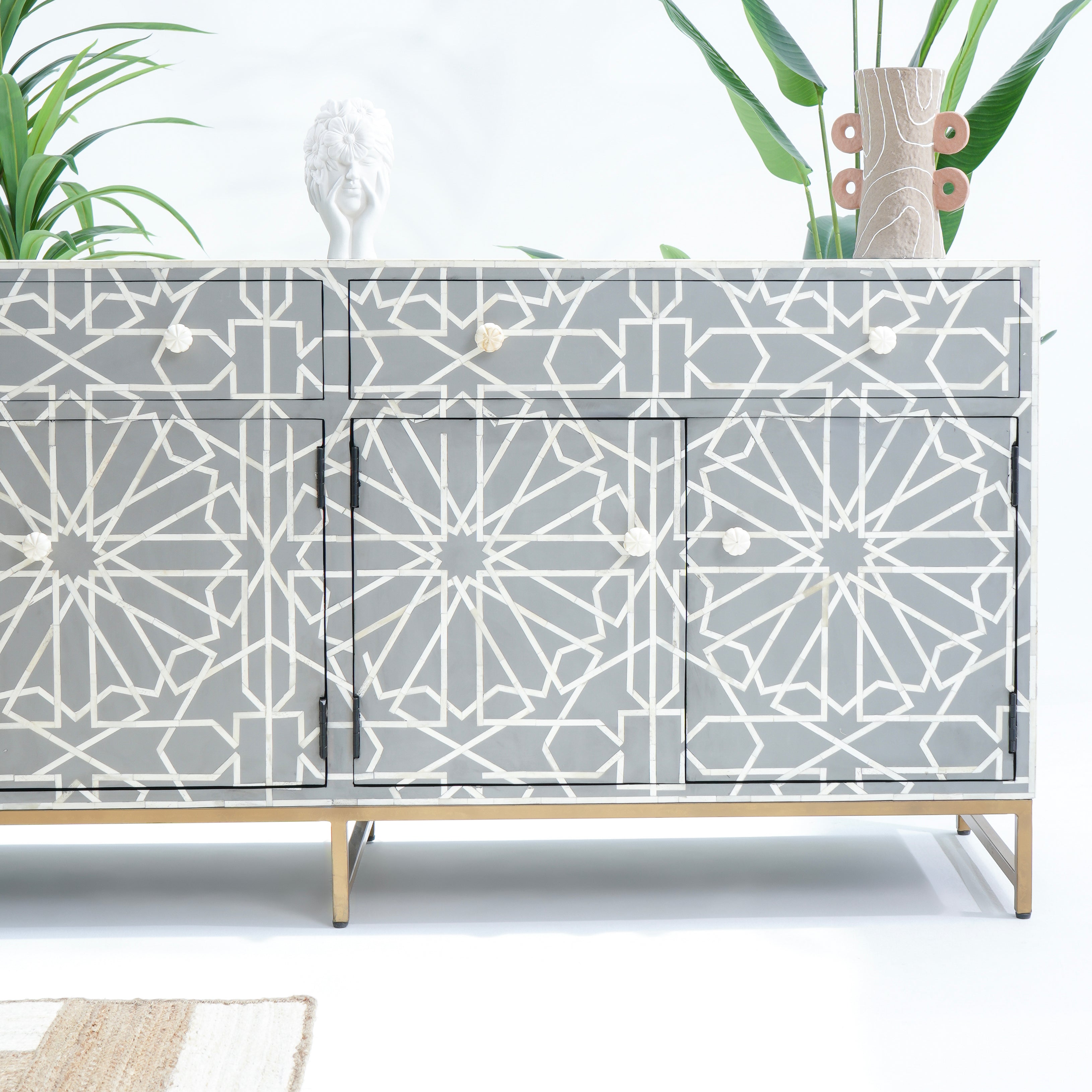 INLAY FOUR DRAWER- DOOR SIDE BOARD