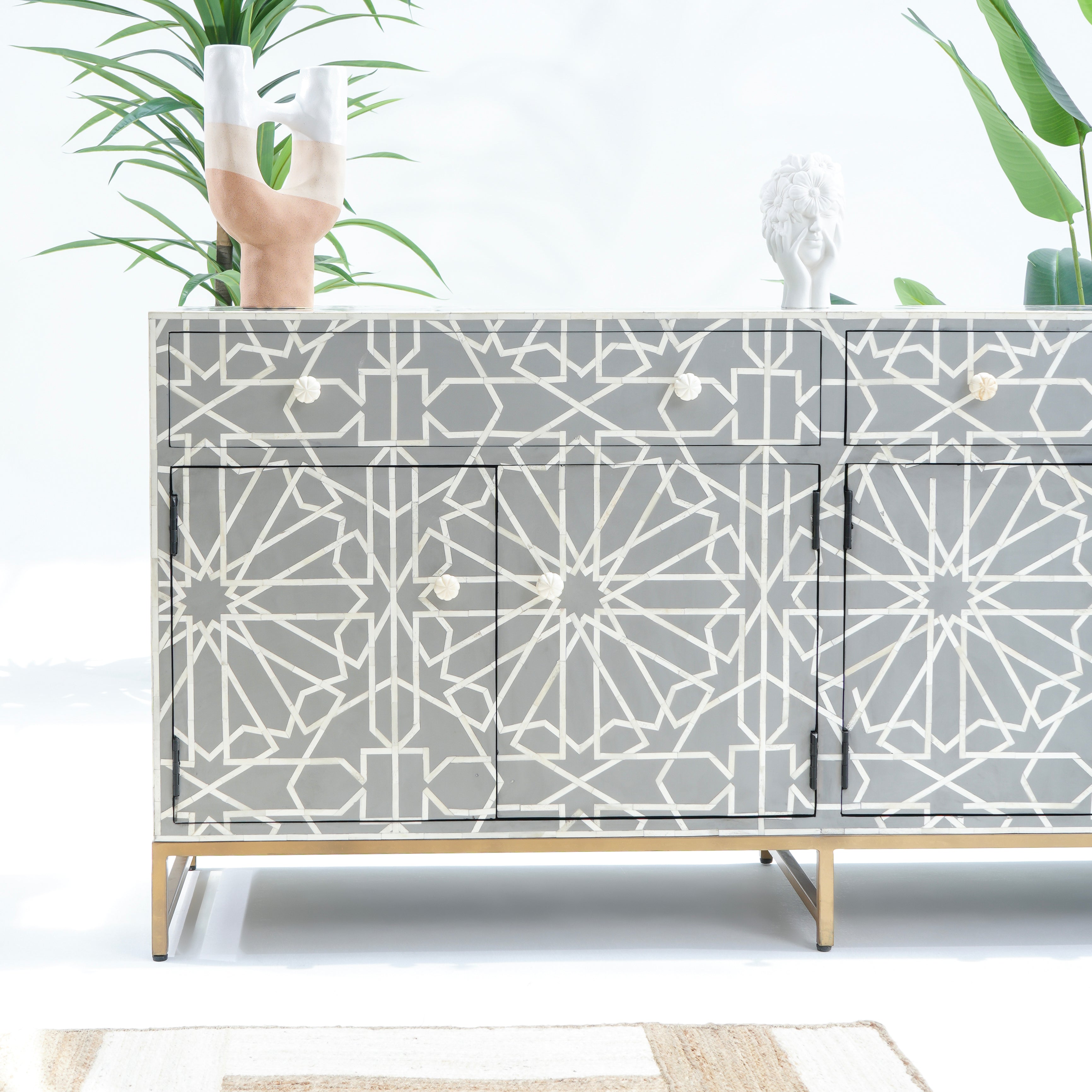 INLAY FOUR DRAWER- DOOR SIDE BOARD