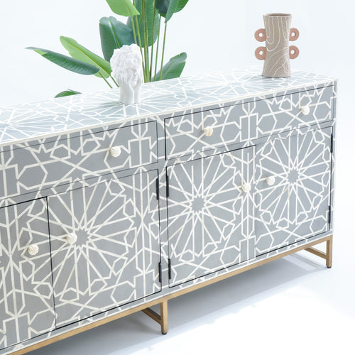INLAY FOUR DRAWER- DOOR SIDEBOARD