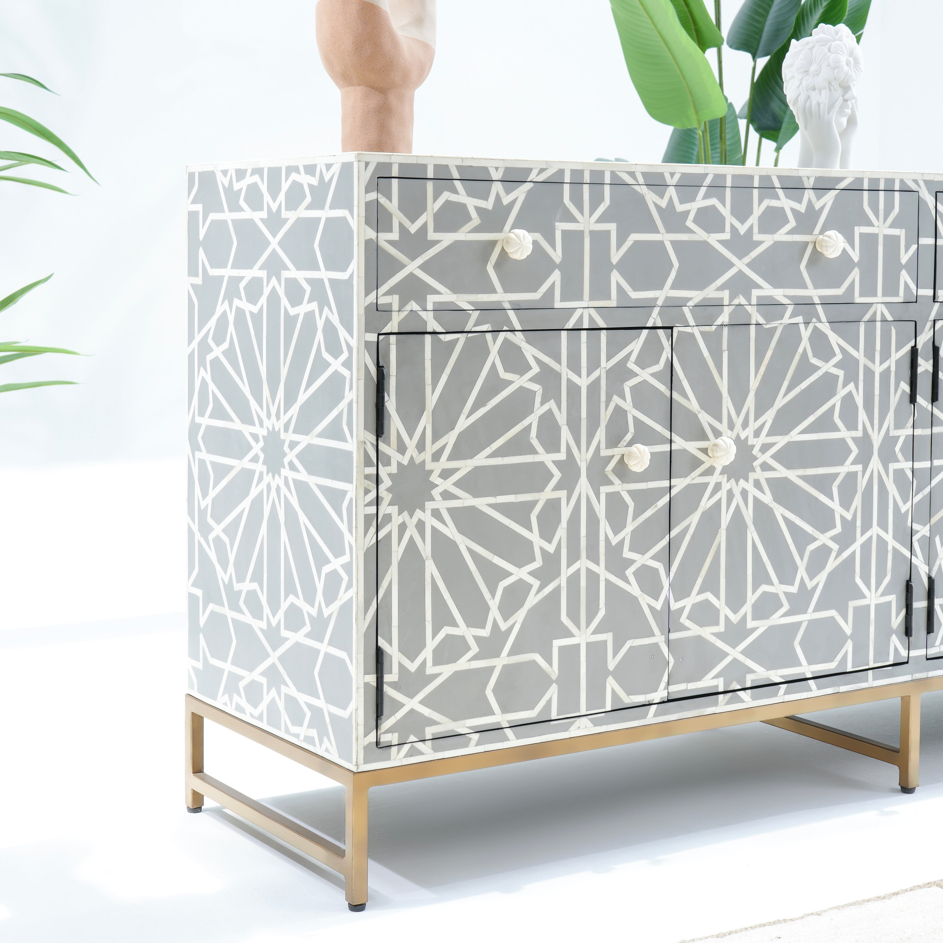 INLAY FOUR DRAWER- DOOR SIDE BOARD