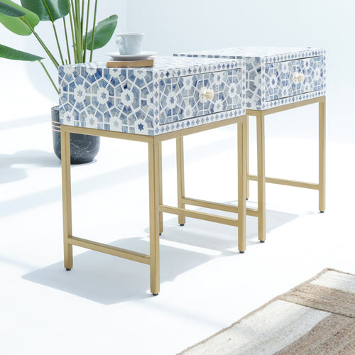 Inlay Light Grey Bedside Table