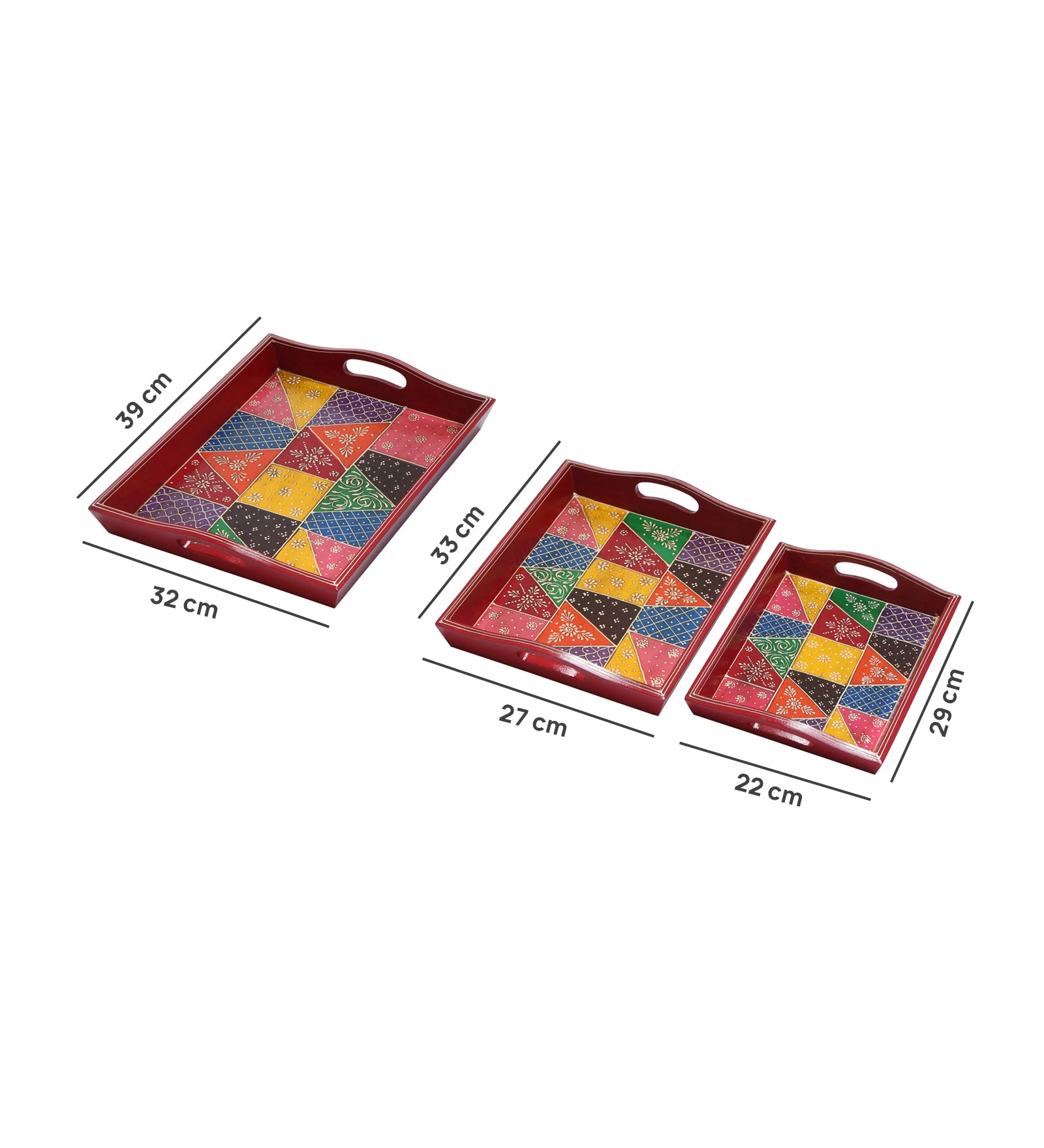 WOODEN TRAY SET OF THREE