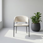 ARC HALF ROUND WHITE FABRIC DINING CHAIR - Art and craft furniture 