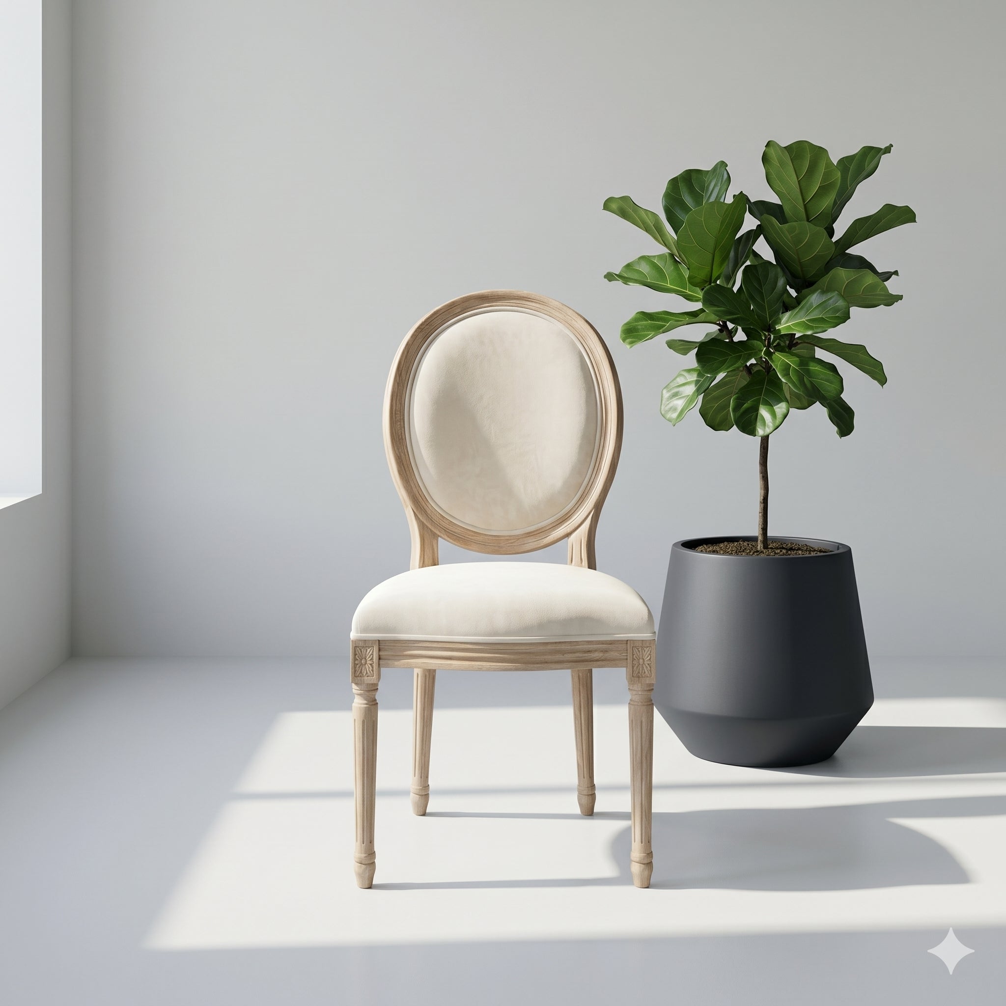 VERSAILLES WHITE FABRIC DINING CHAIR - Art and craft furniture 