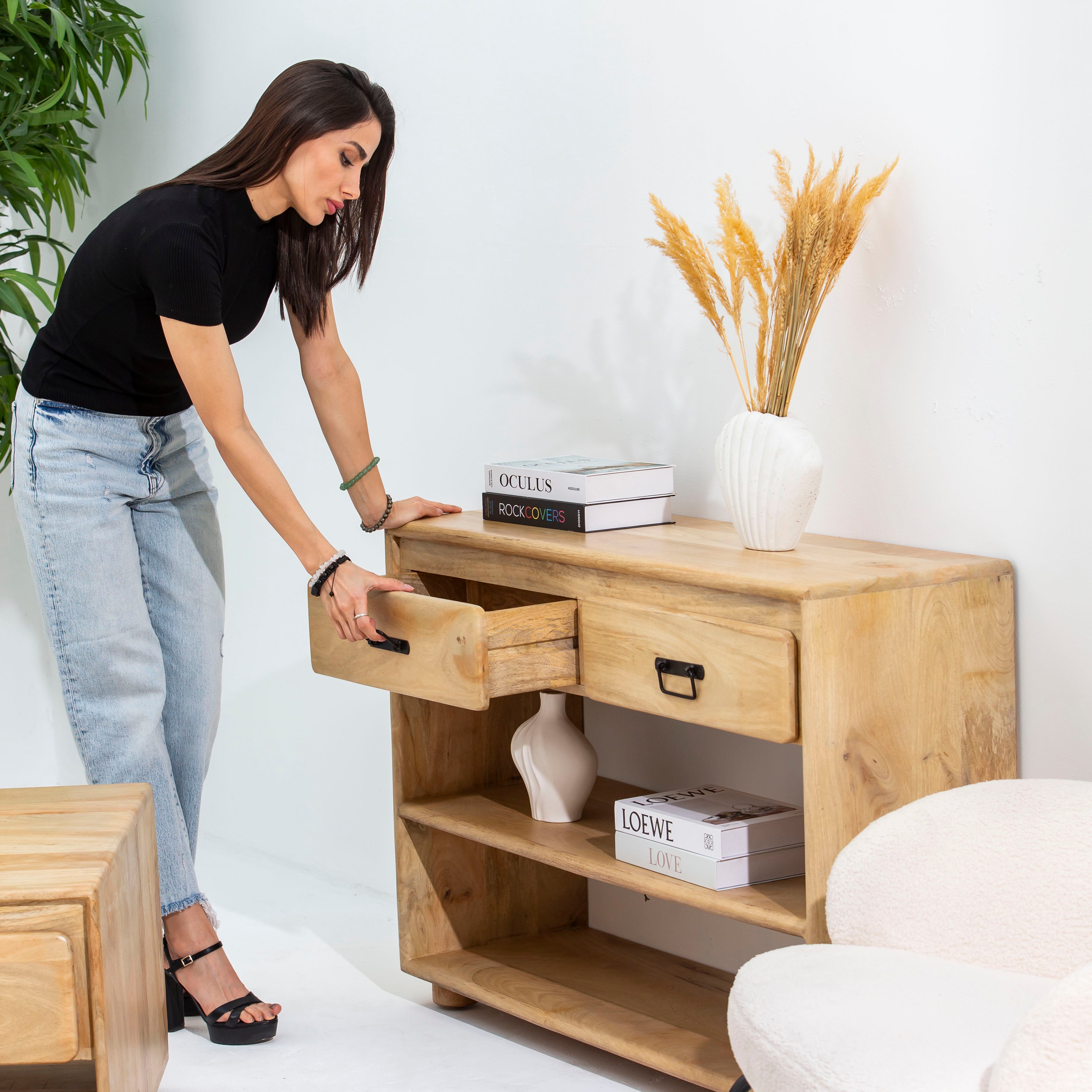 VENEZIA TWO DRAWER WDN CONSOLE TABLE