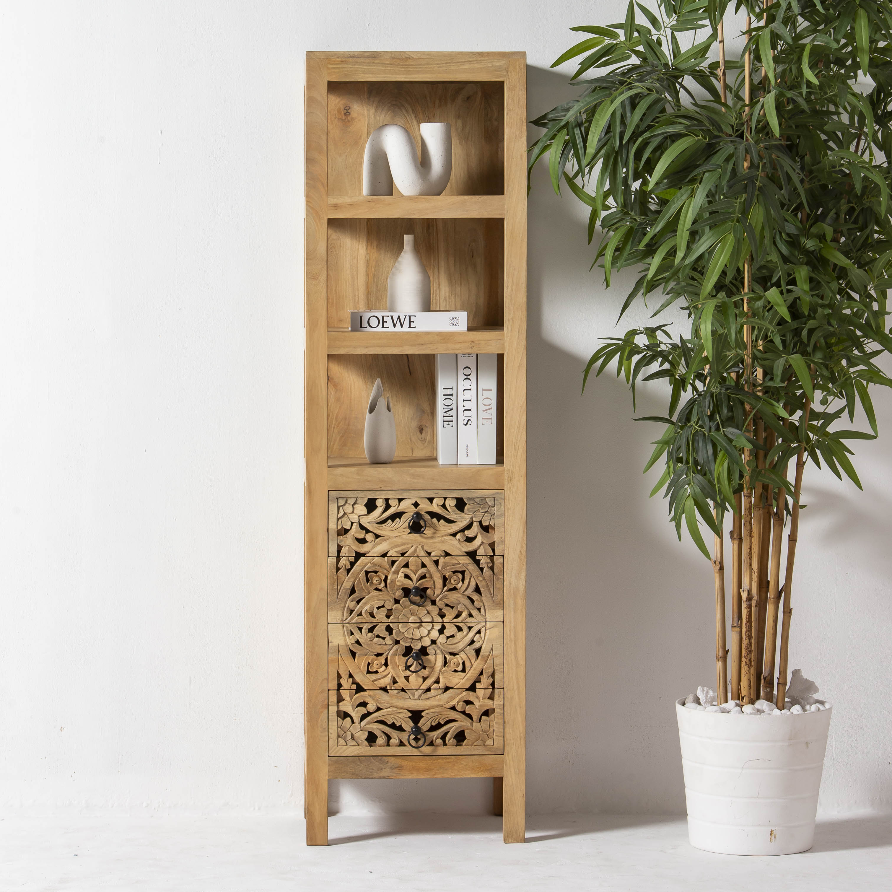 DABORA CARVING WOODEN BOOKSHELF