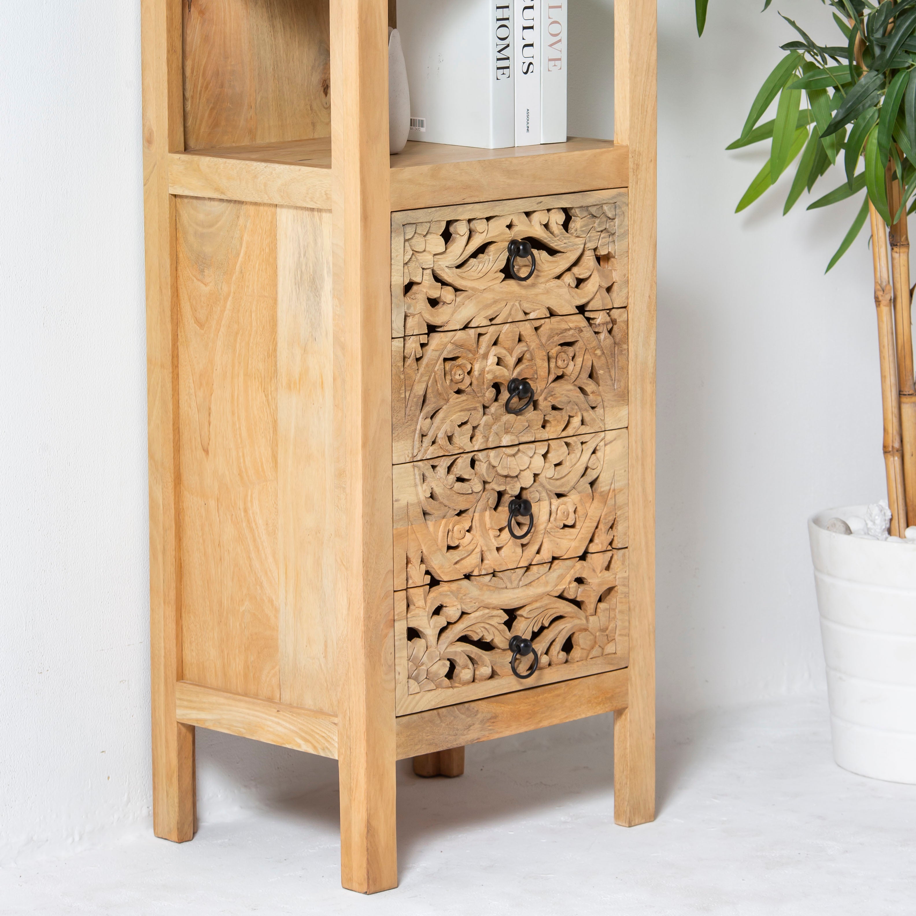 DABORA CARVING WOODEN BOOKSHELF