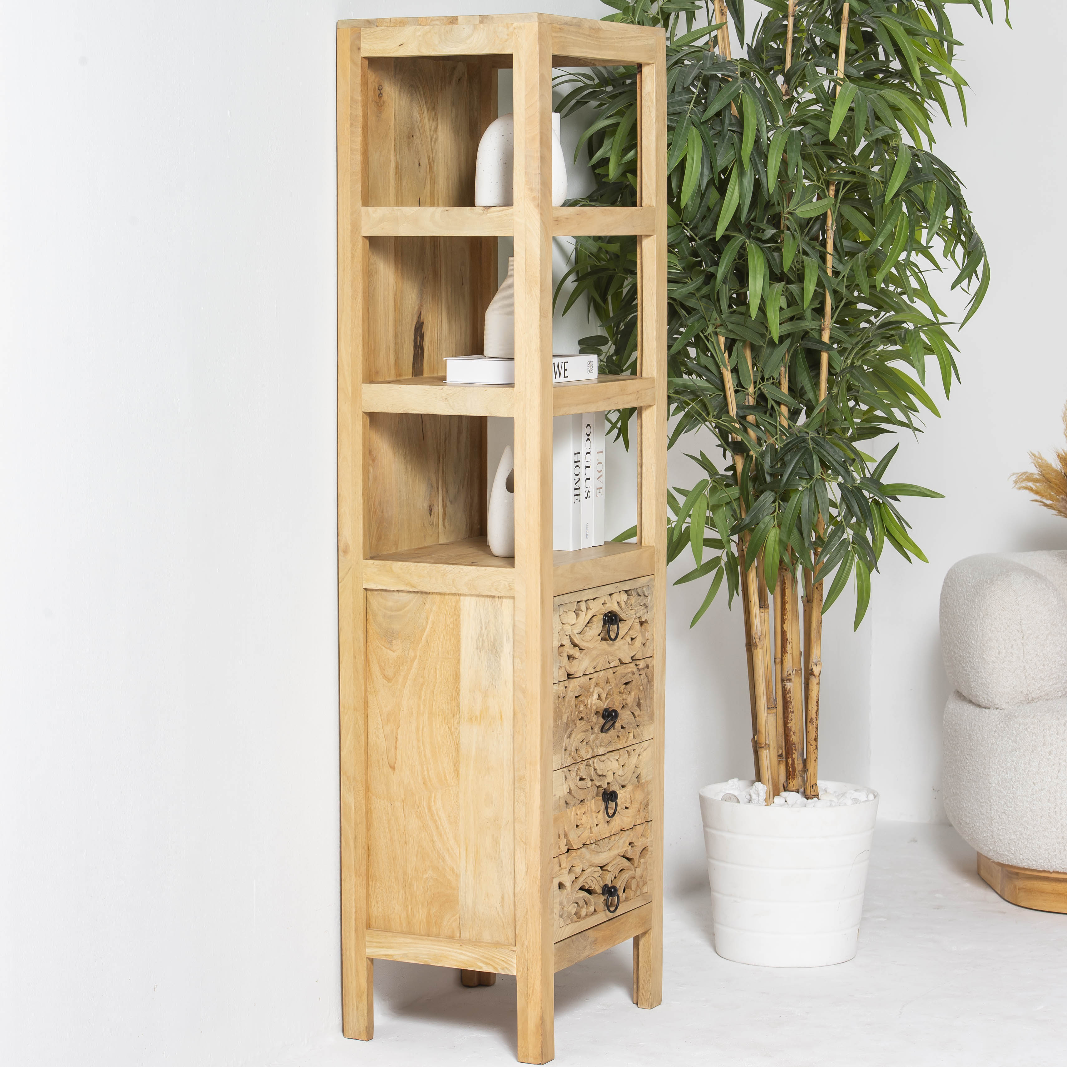 DABORA CARVING WOODEN BOOKSHELF