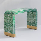 OCEAN-GREEN MOTHER OF PEARL U SHAPE CONSOLE TABLE - Art and craft furniture 