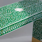 OCEAN-GREEN MOTHER OF PEARL U SHAPE CONSOLE TABLE - Art and craft furniture 