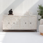DABORA CARVING WOODEN FOUR DOOR SIDEBOARD - Art and craft furniture 