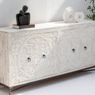 DABORA CARVING WOODEN FOUR DOOR SIDEBOARD - Art and craft furniture 