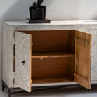 DABORA CARVING WOODEN FOUR DOOR SIDEBOARD - Art and craft furniture 