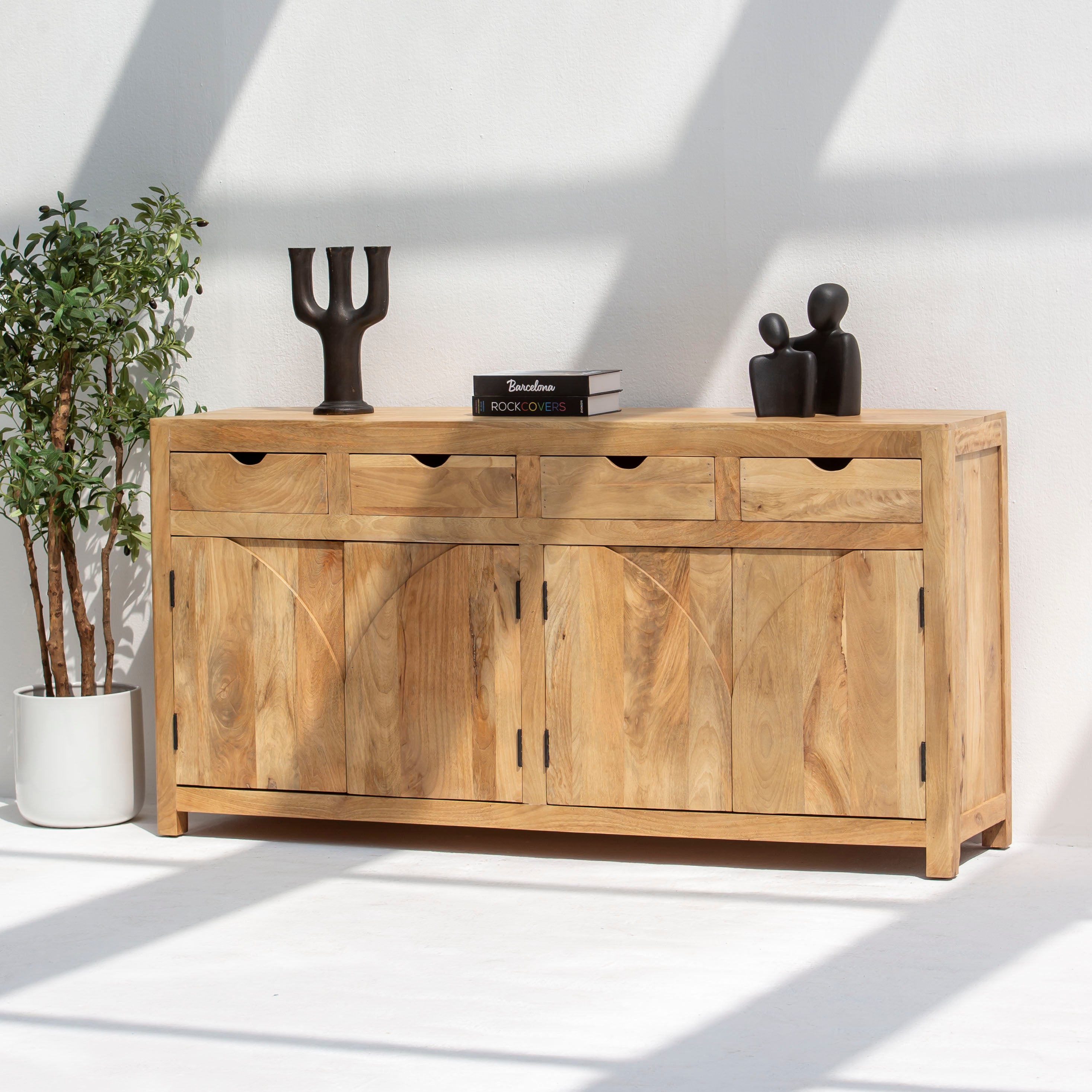 AUREVO WOODEN FOUR DOOR SIDEBOARD - Art and craft furniture 
