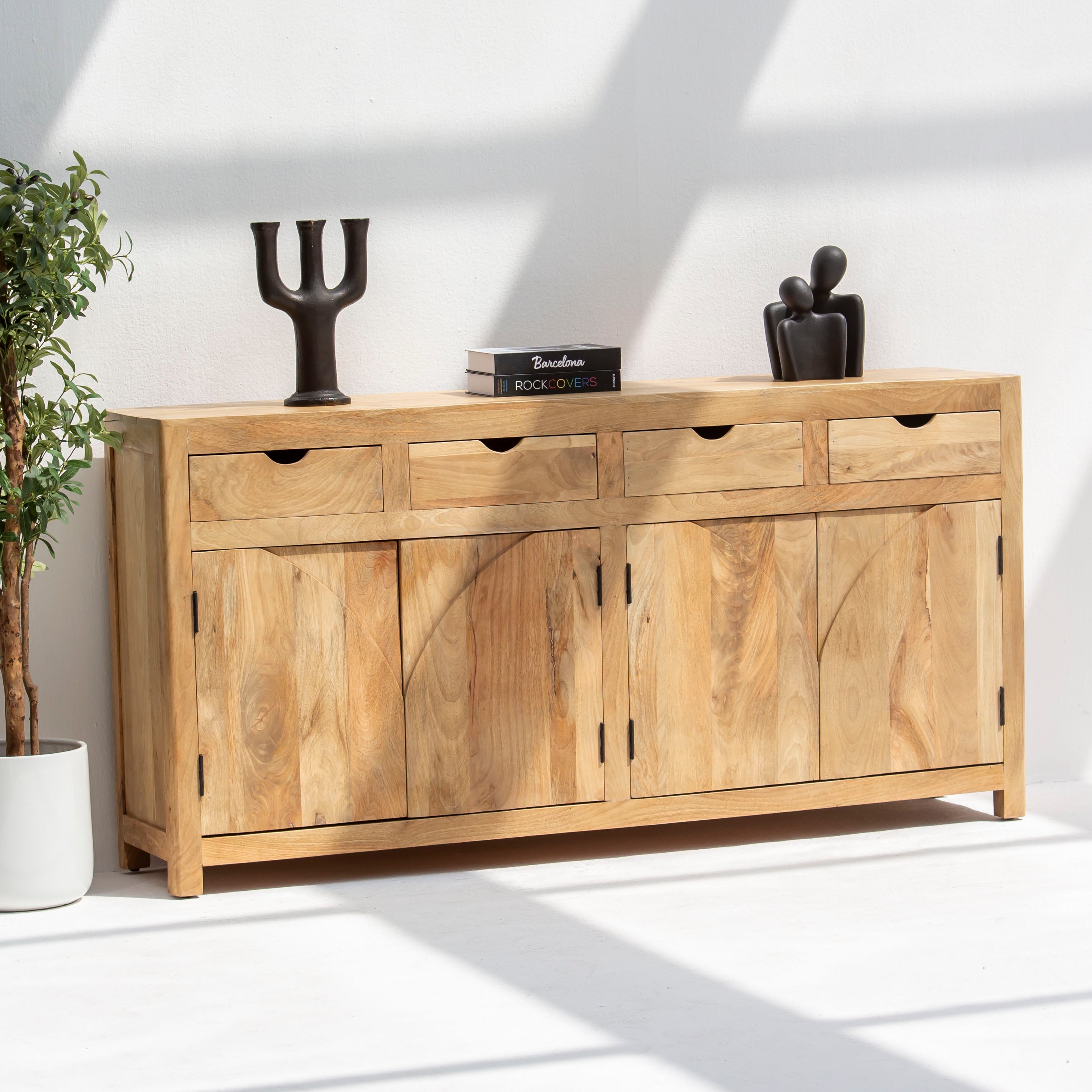 AUREVO WOODEN FOUR DOOR SIDEBOARD - Art and craft furniture 