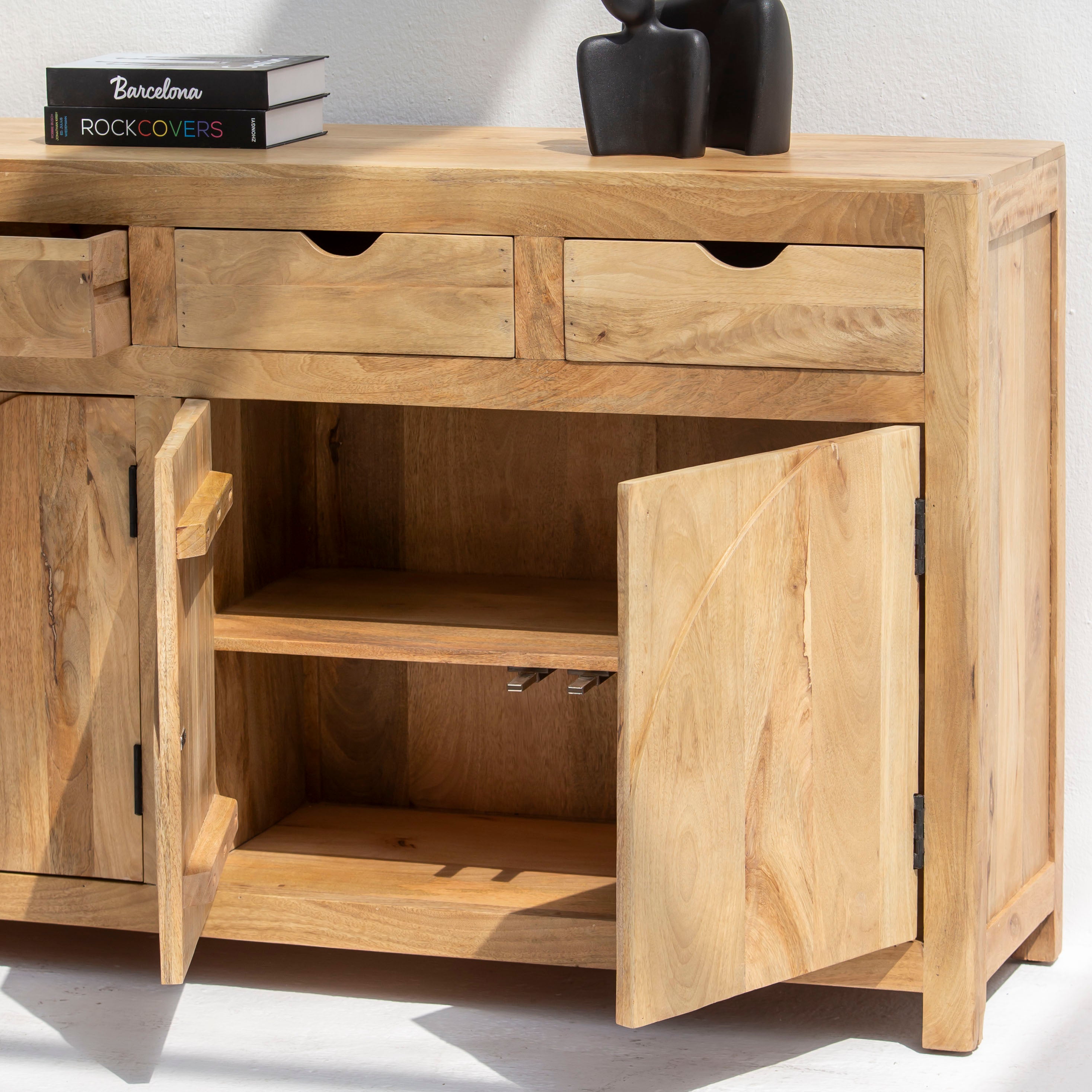 AUREVO WOODEN FOUR DOOR SIDEBOARD - Art and craft furniture 