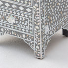 FLORAL-GREY MOTHER OF PEARL THREE DRAWER BEDSIDE TABLE - Art and craft furniture 
