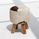 WOODEN LEATHER  STOOL - Art and craft furniture 