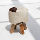 WOODEN LEATHER  STOOL - Art and craft furniture 
