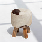 WOODEN LEATHER  STOOL - Art and craft furniture 