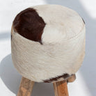 WOODEN LEATHER  STOOL - Art and craft furniture 