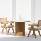 TERRALUXE MARBLE TOP AND WDN LEG DINING TABLE - Art and craft furniture 