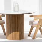 TERRALUXE MARBLE TOP AND WDN LEG DINING TABLE - Art and craft furniture 