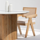 TERRALUXE MARBLE TOP AND WDN LEG DINING TABLE - Art and craft furniture 
