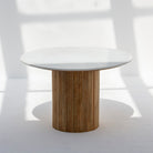 TERRALUXE MARBLE TOP AND WDN LEG DINING TABLE - Art and craft furniture 