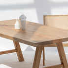 AUREVO WOODEN PLAN FINISH DINING TABLE - Art and craft furniture 