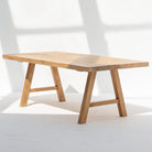 AUREVO WOODEN PLAN FINISH DINING TABLE - Art and craft furniture 