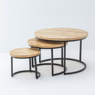 MANGOEDGE WOODEN SET OF THREE COFFEE TABLE - Art and craft furniture 