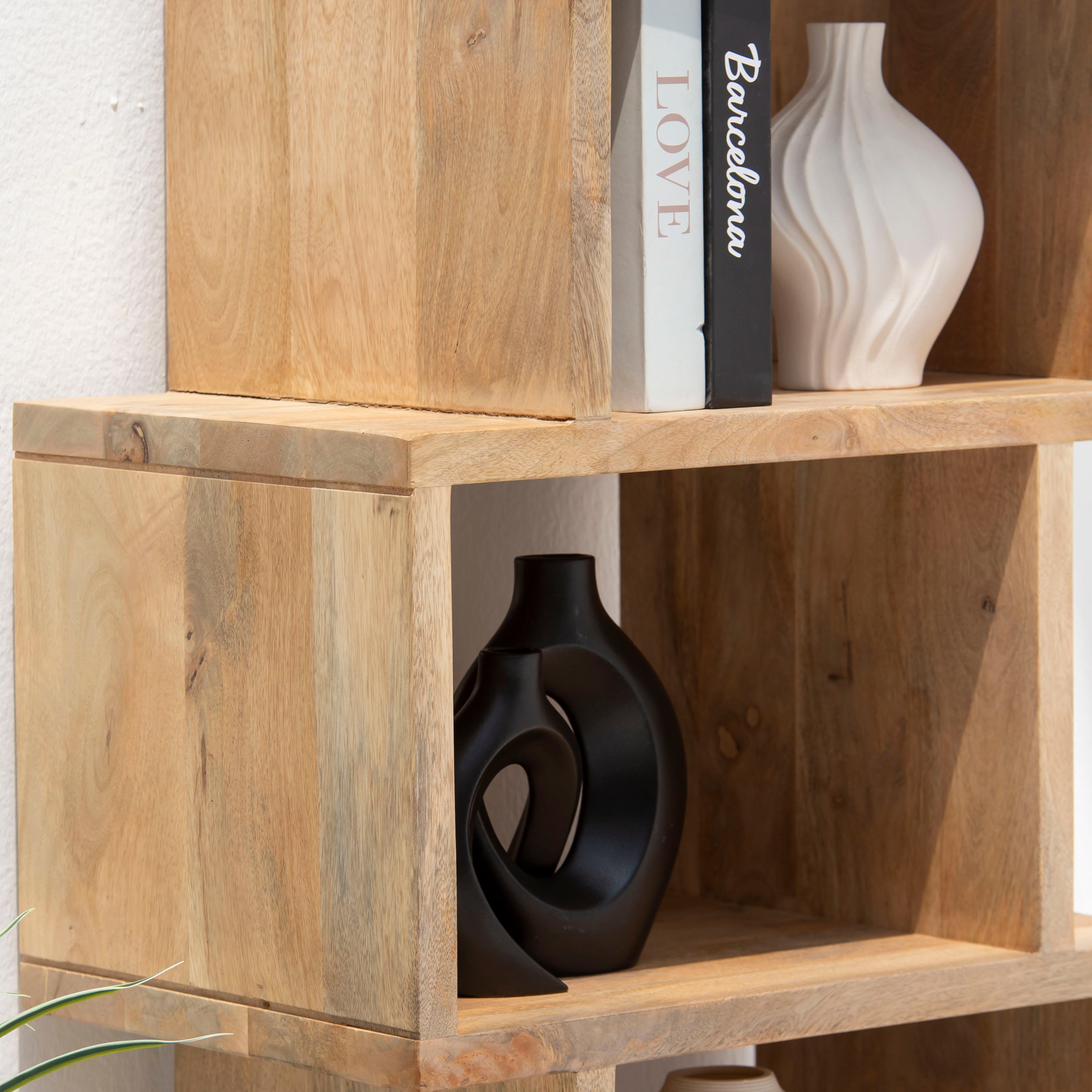Luxe Stack Shelf Mango Wood Handmade - Art and craft furniture 