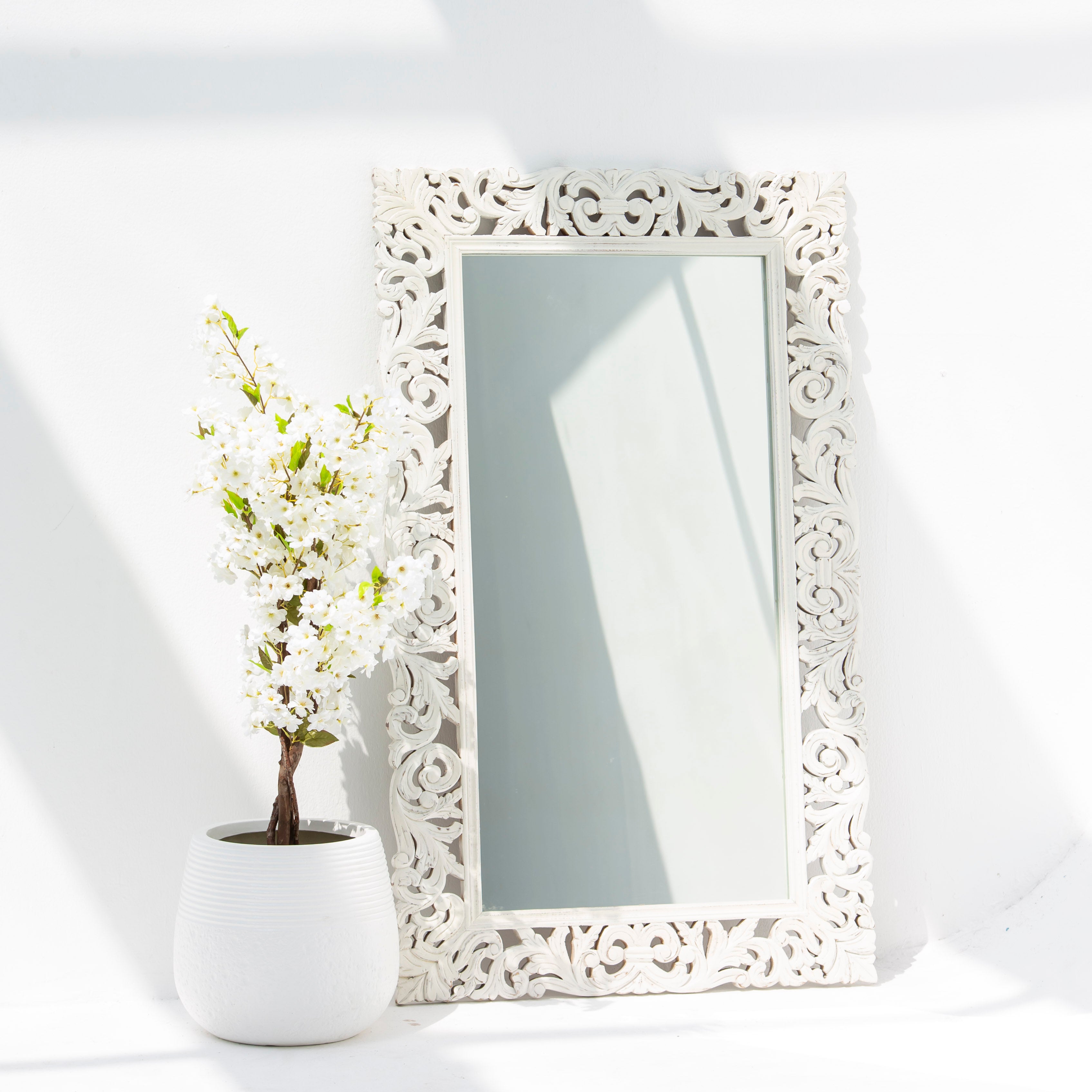 Hand carved Mango wood Mirror Frame - Art and craft furniture 