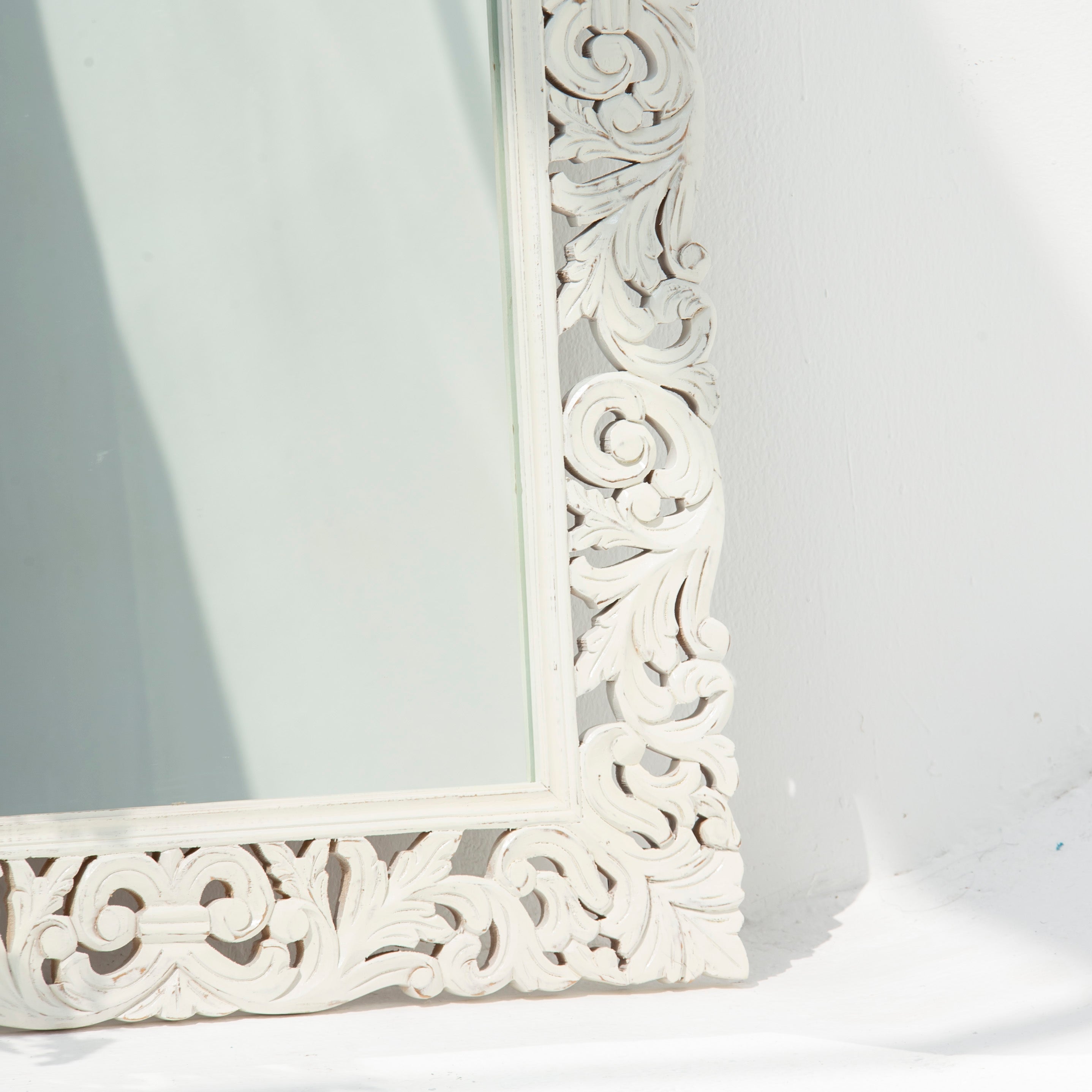 Hand carved Mango wood Mirror Frame - Art and craft furniture 