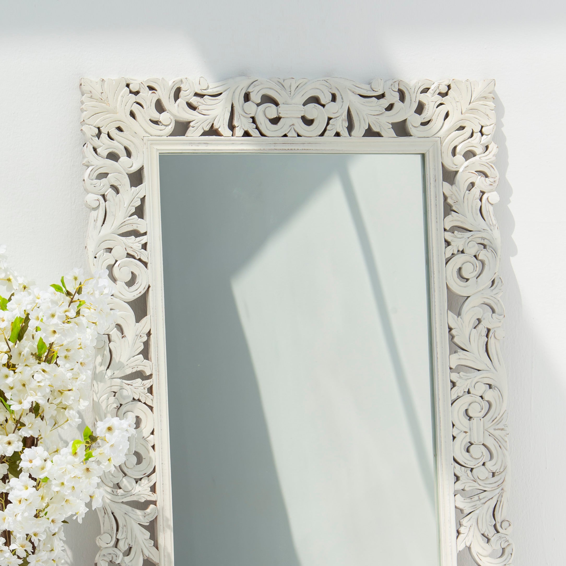 Hand carved Mango wood Mirror Frame - Art and craft furniture 