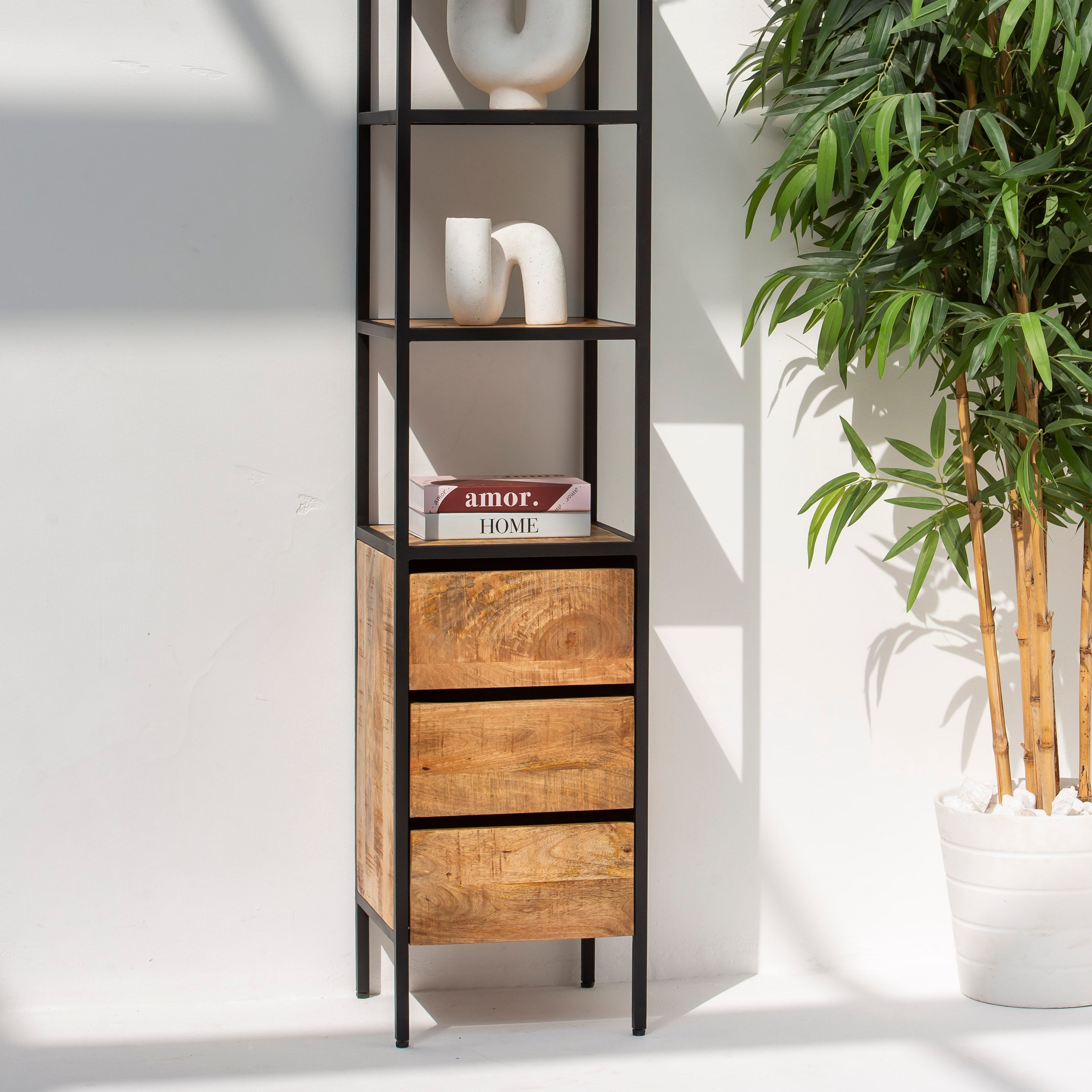 STEELWOOD THREE DRAWER BOOKSHELF
