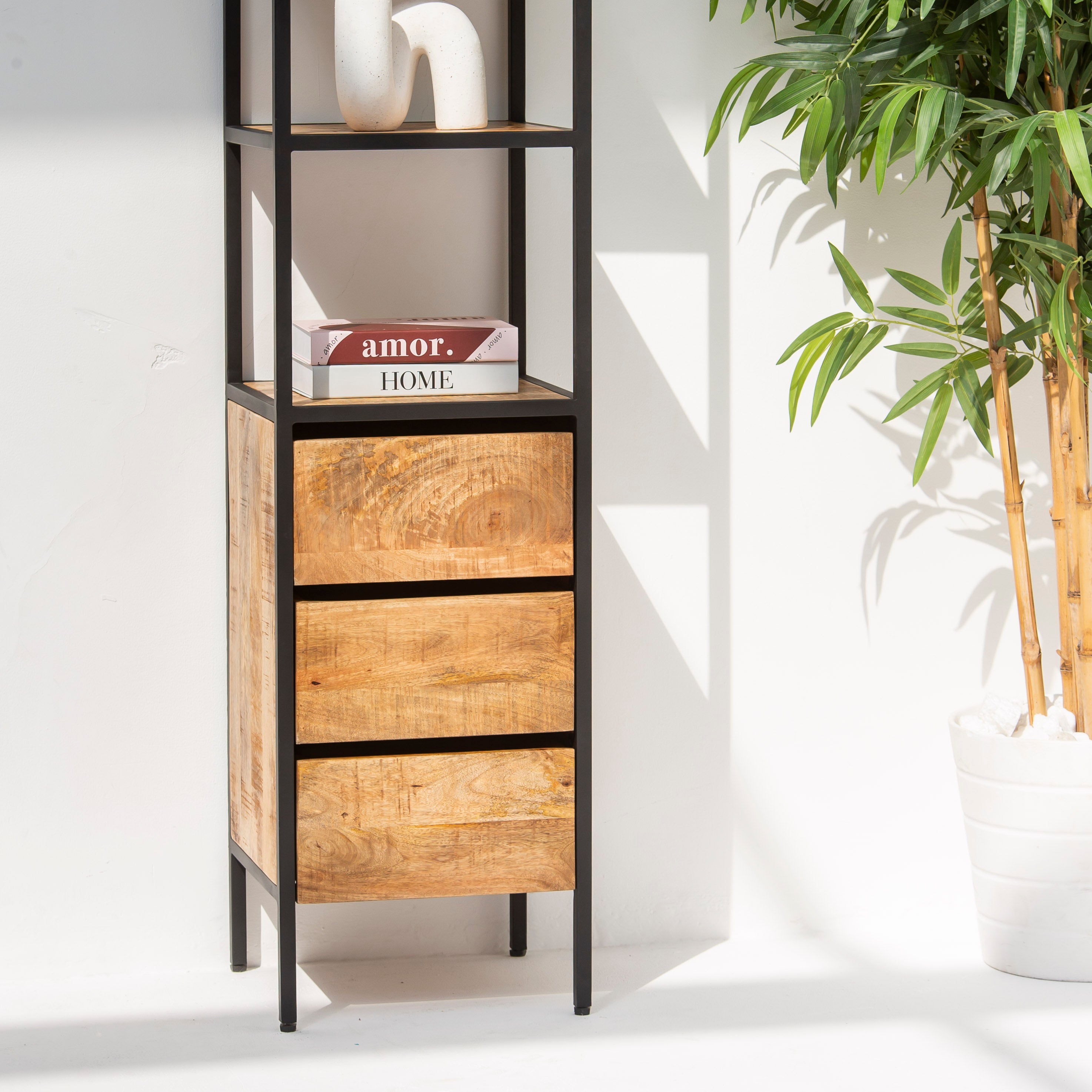 STEELWOOD THREE DRAWER BOOKSHELF