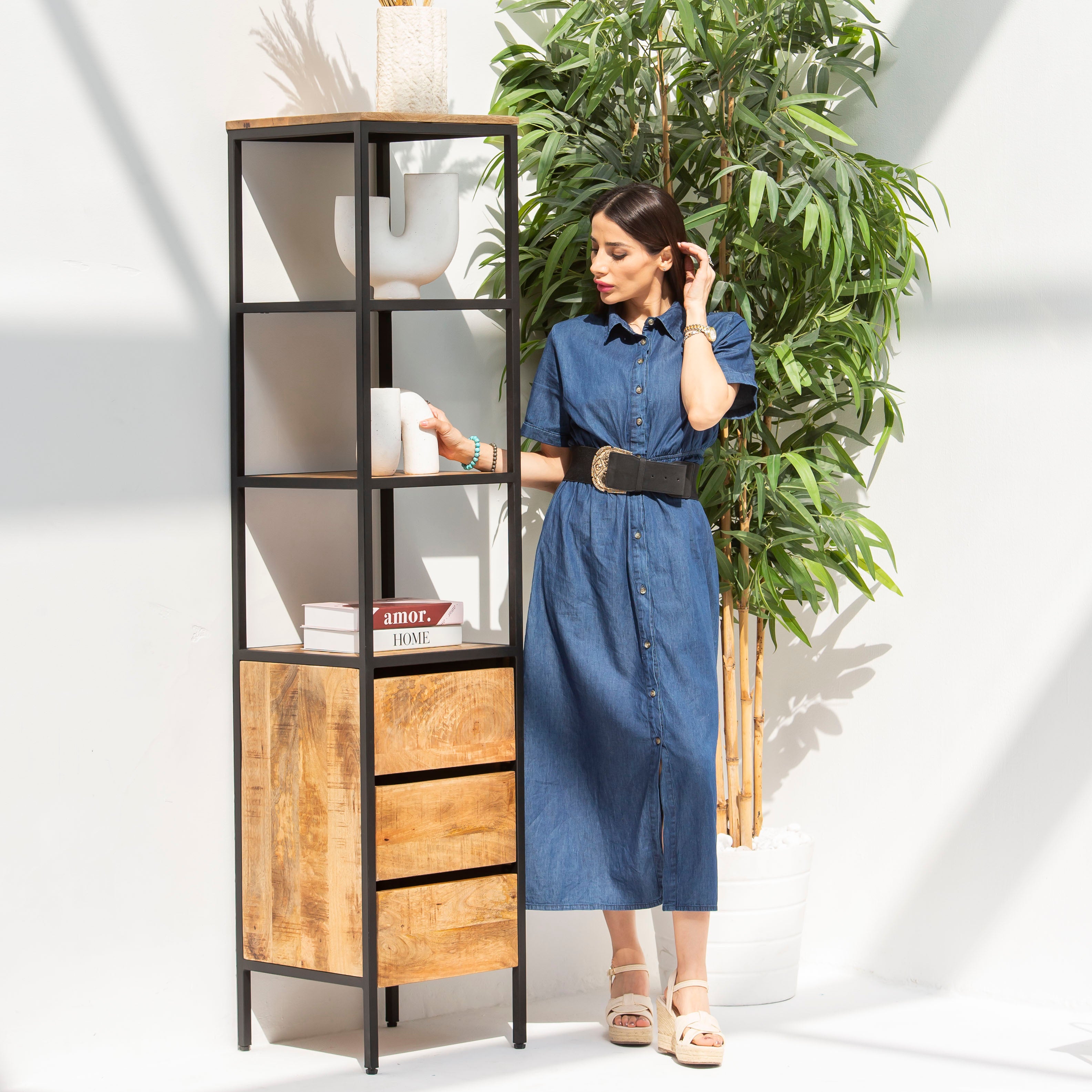 STEELWOOD THREE DRAWER BOOKSHELF