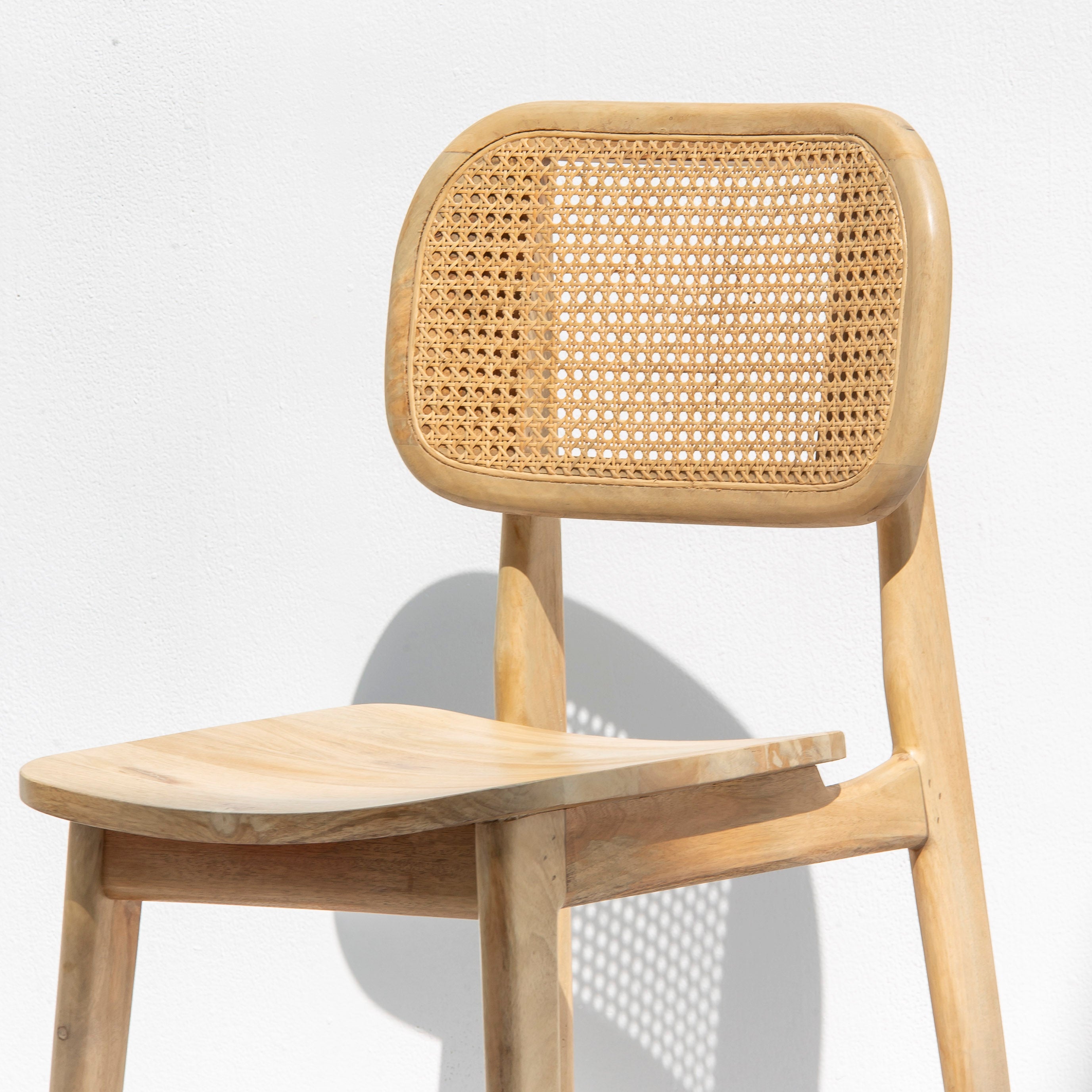 MINIMALIST WOODEN RATTAN BAR STOOL