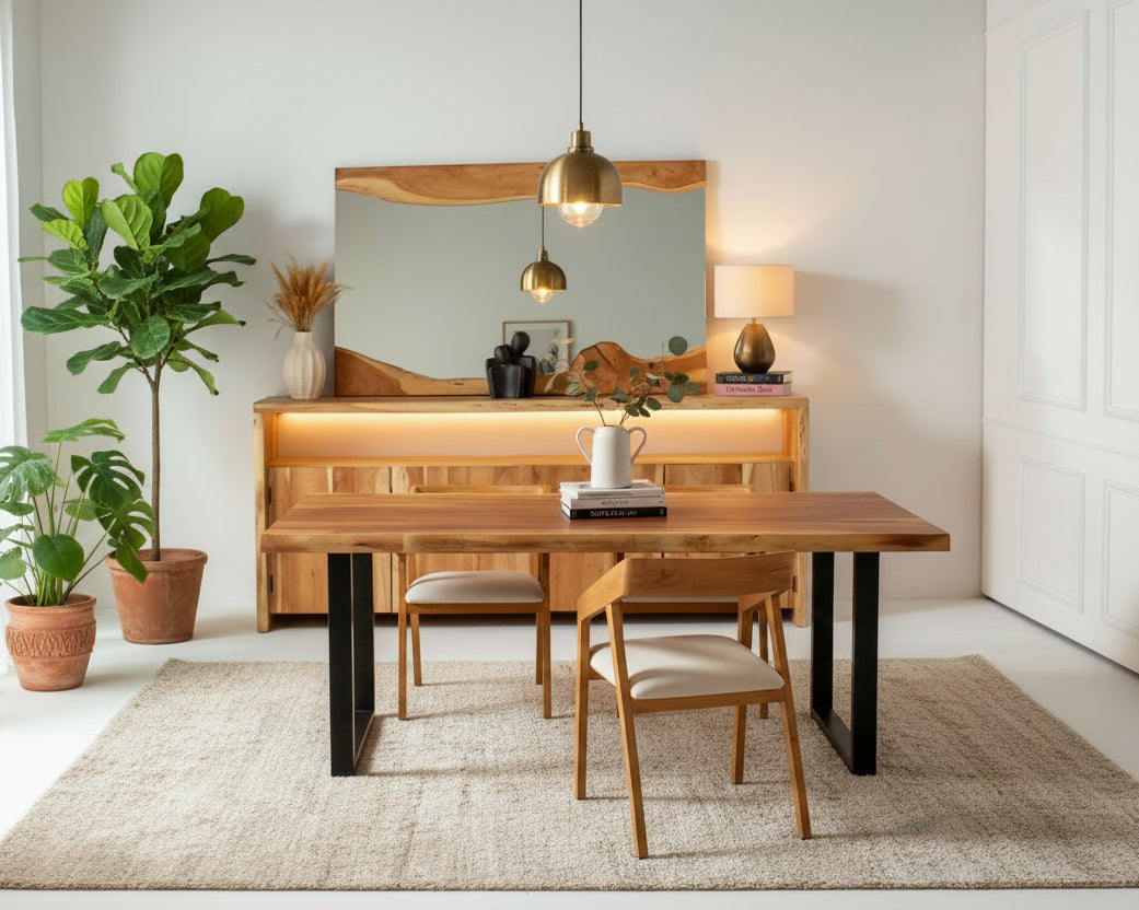 LIVE-EDGE ACACIA WOOD DINING TABLE - Art and craft furniture 